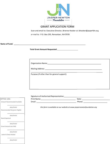Grant Application Out of Cycle Form 2017